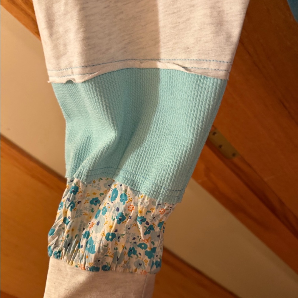 Floral Patchwork Blue and White Women's Top - Picture 3 of 7